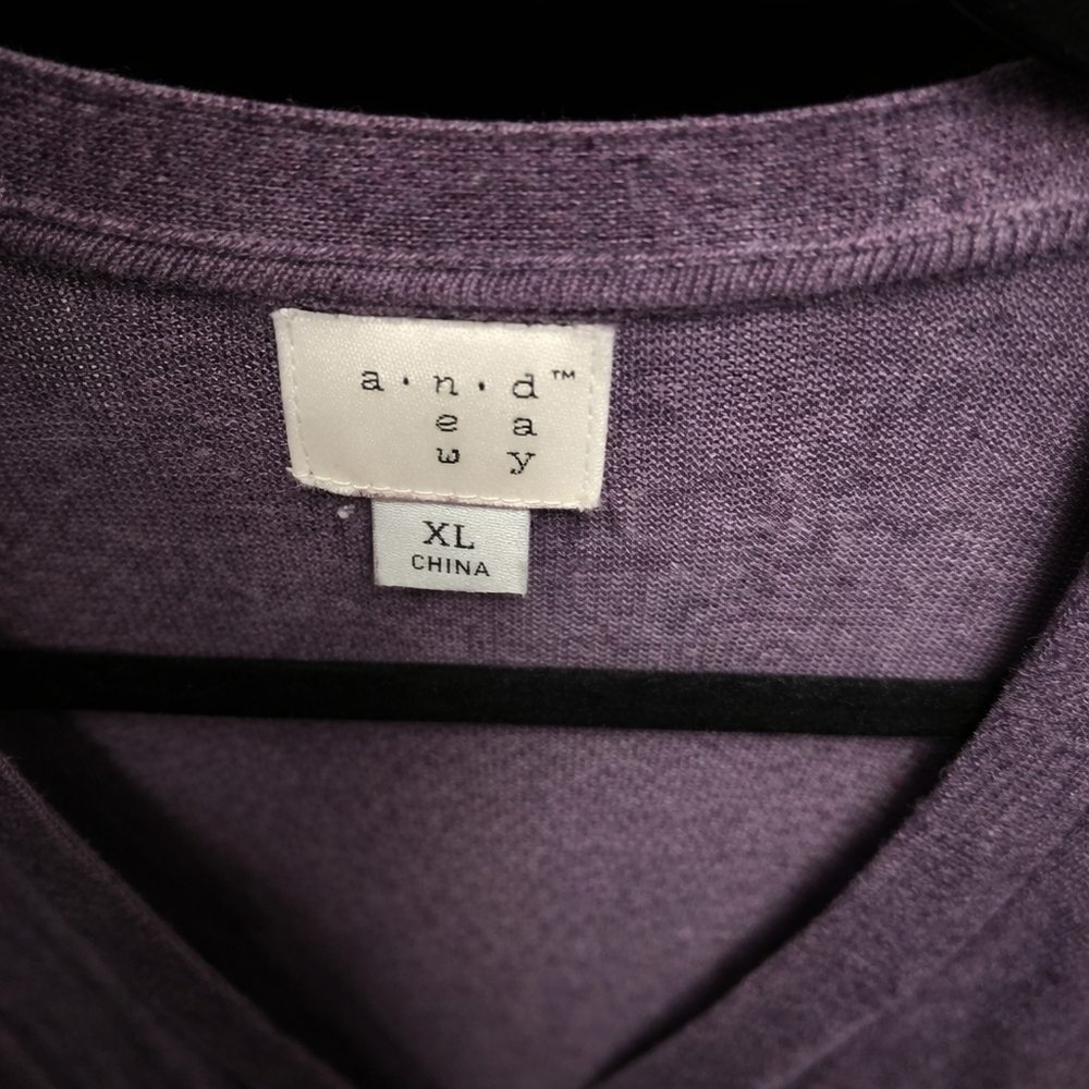Purple Open Front Cardigan | Lightweight‎ Soft Knit Layering Sweater | XL - Picture 2 of 4
